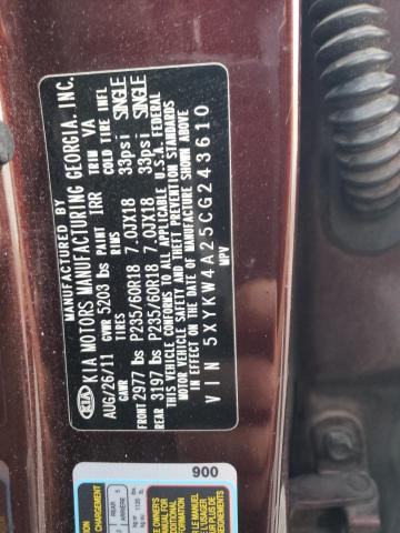 Photo 14 from auction – 2012 KIA SORENTO SX with VIN 5XYKW4A25CG243610