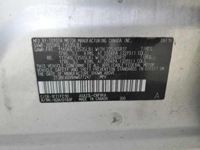 Photo 14 from auction – 2010 TOYOTA RAV4 with VIN 2T3BF4DV8AW077247