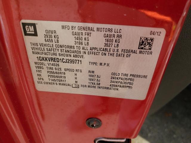 Photo 14 from auction – 2012 GMC ACADIA SLT with VIN 1GKKVRED1CJ299771