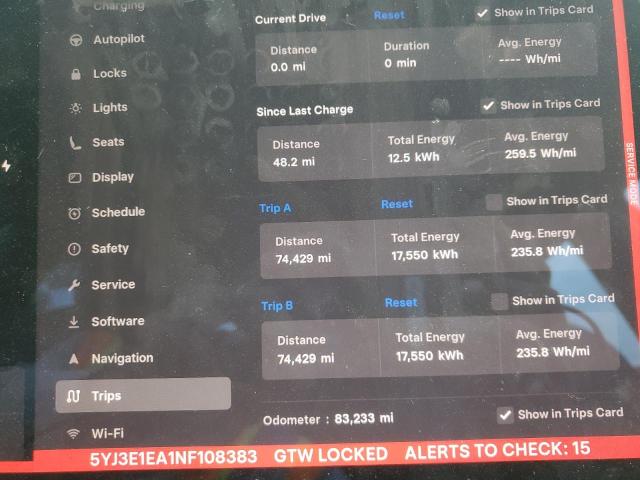 Photo 9 from auction – 2022 TESLA MODEL 3 with VIN 5YJ3E1EA1NF108383