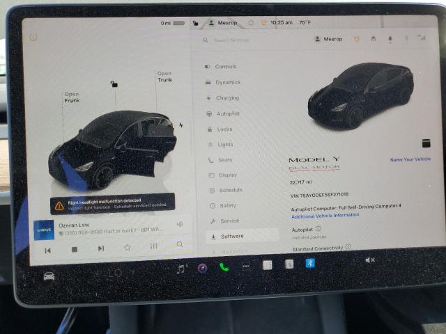 Photo 9 from auction – 2025 TESLA MODEL Y with VIN 7SAYGDEF5SF271016