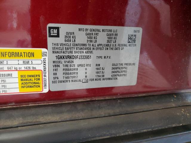 Photo 14 from auction – 2015 GMC ACADIA SLT with VIN 1GKKVRKD9FJ333951