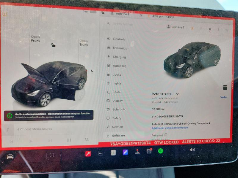 Photo 9 from auction – 2023 TESLA MODEL Y with VIN 7SAYGDEE1PA139074