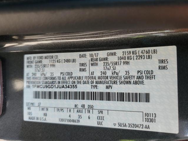 Photo 14 from auction – 2018 FORD ESCAPE with VIN 1FMCU9GD1JUA34355