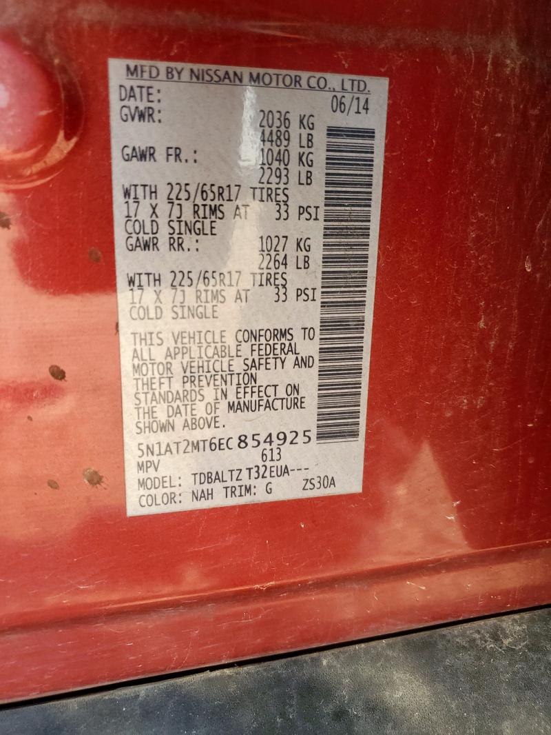 Photo 14 from auction – 2014 NISSAN ROGUE S with VIN 5N1AT2MT6EC854925