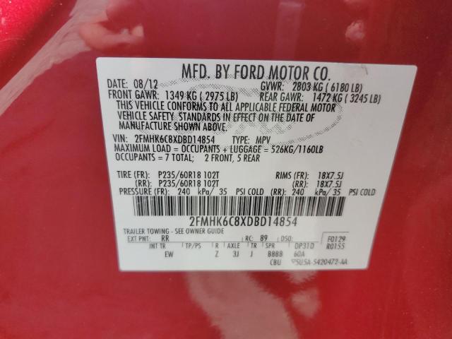 Photo 14 from auction – 2013 FORD FLEX SEL with VIN 2FMHK6C8XDBD14854