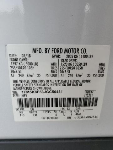 Photo 14 from auction – 2018 FORD EXPLORER L with VIN 1FM5K8F83JGC50431