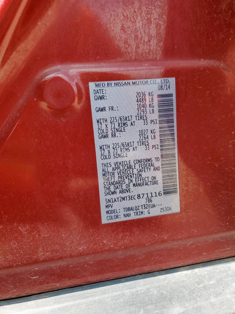 Photo 14 from auction – 2014 NISSAN ROGUE S with VIN 5N1AT2MT3EC871116