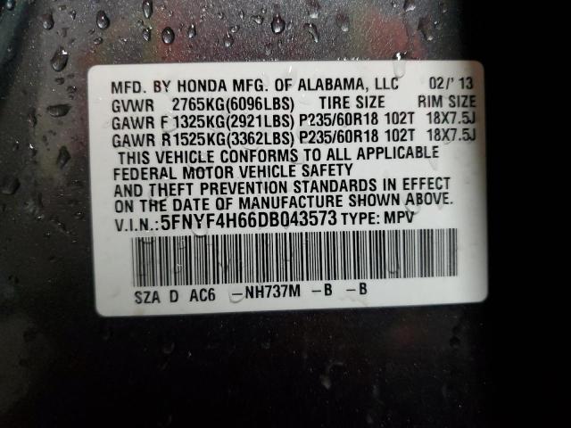 Photo 14 from auction – 2013 HONDA PILOT EXL with VIN 5FNYF4H66DB043573