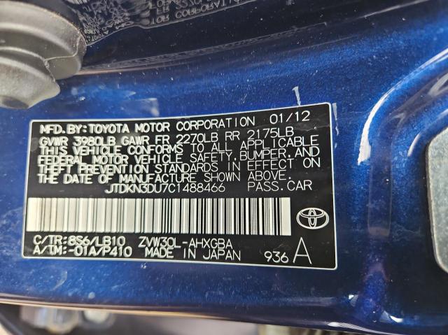 Photo 10 from auction – 2012 TOYOTA PRIUS with VIN JTDKN3DU7C1488466