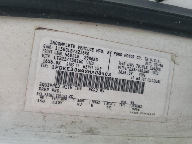 Photo 10 from auction – 1995 FORD ECONOLINE E350 CUTAWAY VAN with VIN 1FDKE30G4SHA08403