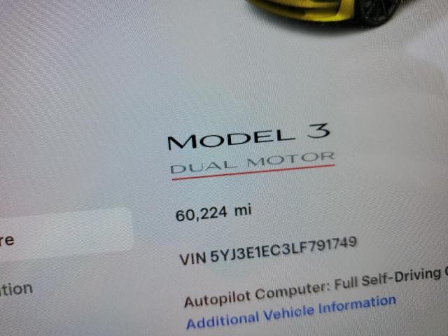 Photo 9 from auction – 2020 TESLA MODEL 3 with VIN 5YJ3E1EC3LF791749