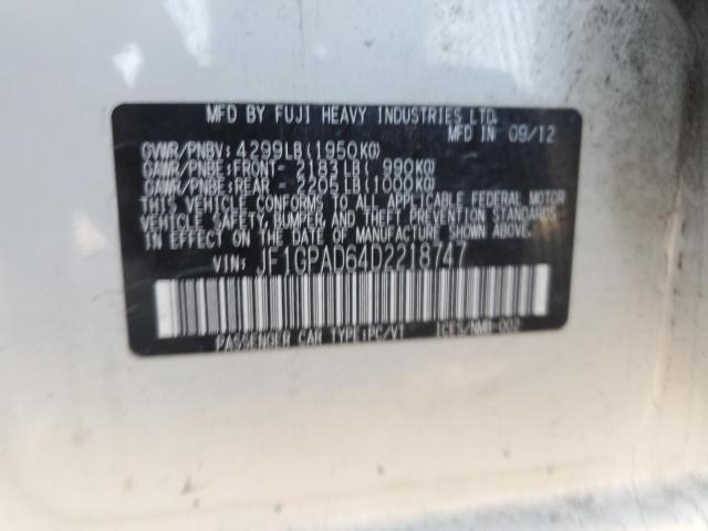 Photo 14 from auction – 2013 SUBARU IMPREZA PR with VIN JF1GPAD64D2218747