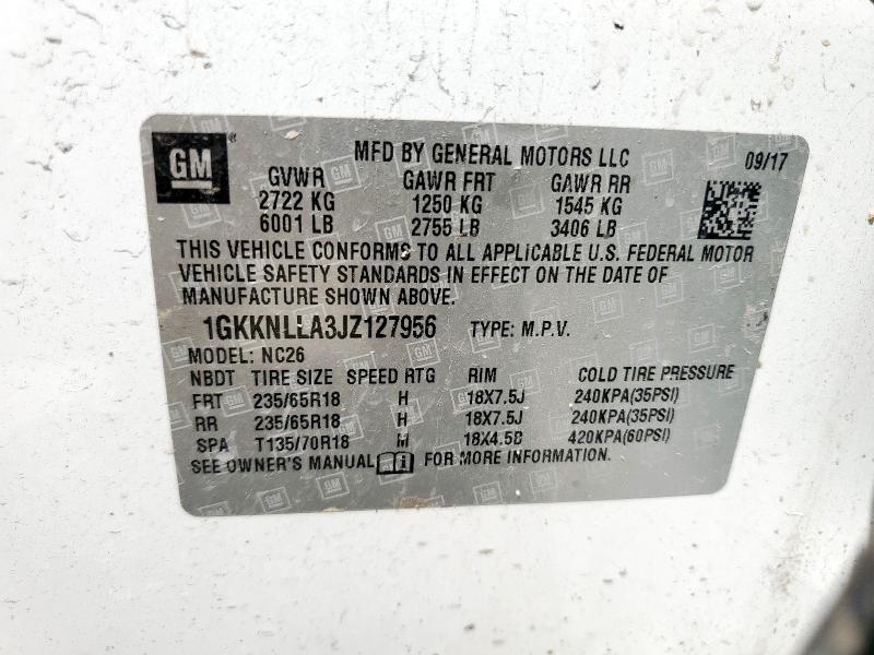 Photo 14 from auction – 2018 GMC ACADIA SLE with VIN 1GKKNLLA3JZ127956