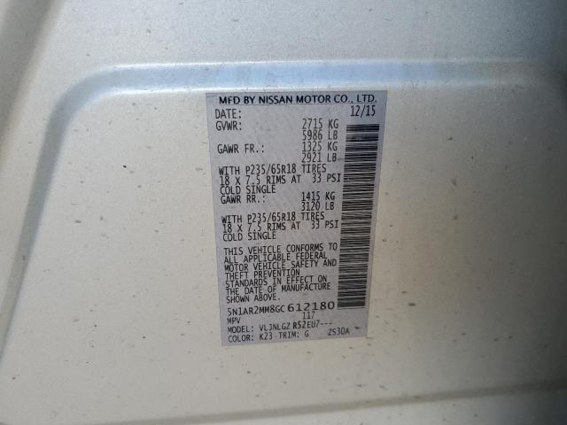 Photo 14 from auction – 2016 NISSAN PATHFINDER with VIN 5N1AR2MM8GC612180