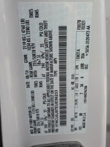 Photo 14 from auction – 2014 FORD ESCAPE TITANIUM with VIN 1FMCU0J97EUE56233