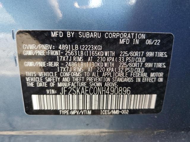 Photo 14 from auction – 2022 SUBARU FORESTER P with VIN JF2SKAEC0NH490896