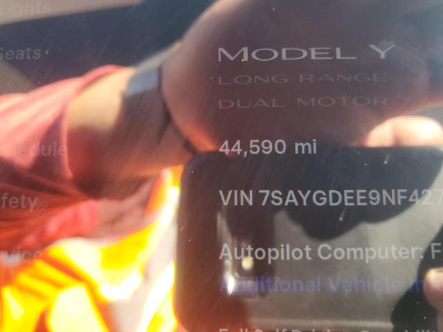 Photo 9 from auction – 2022 TESLA MODEL Y with VIN 7SAYGDEE9NF427831
