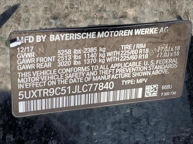 Photo 14 from auction – 2018 BMW X3 XDRIVE3 with VIN 5UXTR9C51JLC77840
