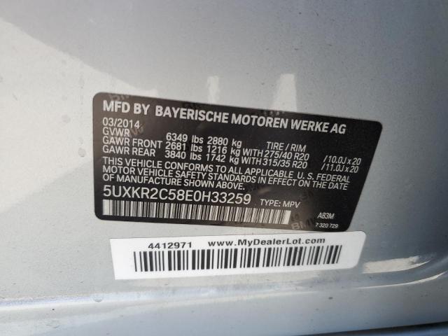 Photo 14 from auction – 2014 BMW X5 SDRIVE35I with VIN 5UXKR2C58E0H33259