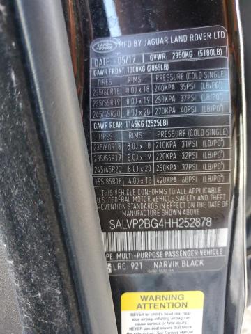 Photo 14 from auction – 2017 LAND ROVER RANGE ROVE with VIN SALVP2BG4HH252878
