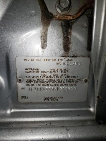 Photo 14 from auction – 2004 SUBARU IMPREZA with VIN JF1GG65594H805459