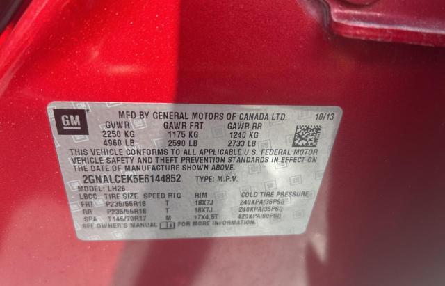 Photo 10 from auction – 2014 CHEVROLET EQUINOX LT with VIN 2GNALCEK5E6144852