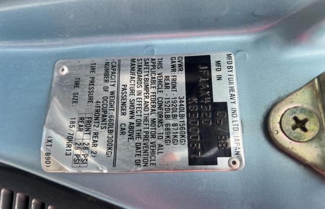 Photo 10 from auction – 1989 SUBARU XT GL with VIN JF1AX4320KB300087