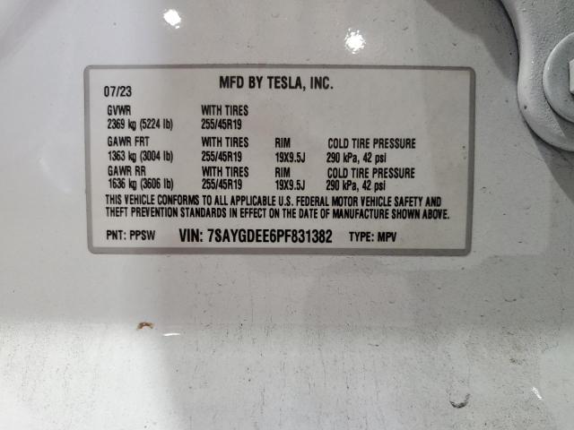 Photo 14 from auction – 2023 TESLA MODEL Y with VIN 7SAYGDEE6PF831382