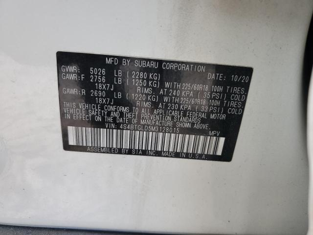 Photo 14 from auction – 2021 SUBARU OUTBACK ON with VIN 4S4BTGLD5M3128015