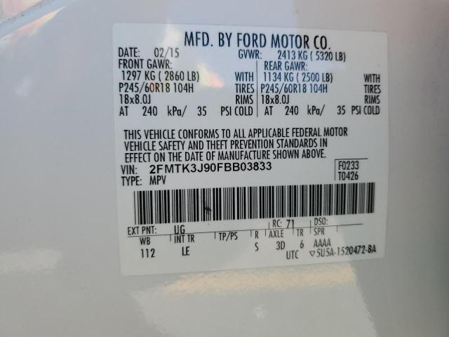 Photo 14 from auction – 2015 FORD EDGE SEL with VIN 2FMTK3J90FBB03833