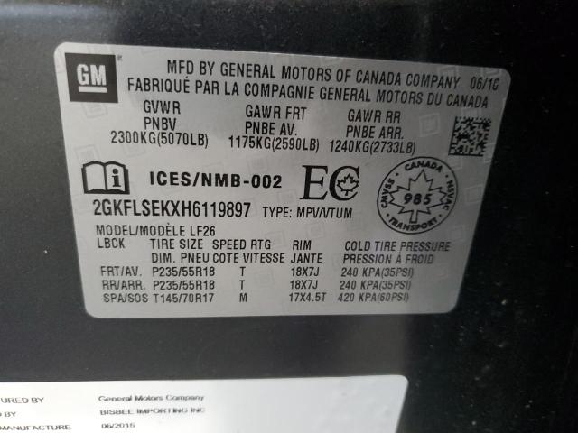 Photo 14 from auction – 2017 GMC TERRAIN SL with VIN 2GKFLSEKXH6119897