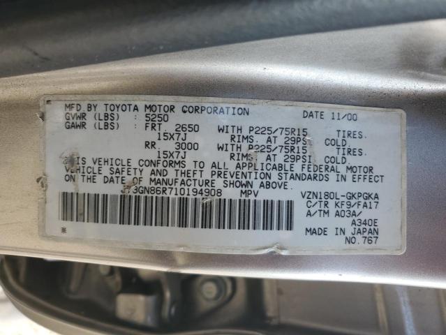 Photo 14 from auction – 2001 TOYOTA 4RUNNER SR with VIN JT3GN86R710194908