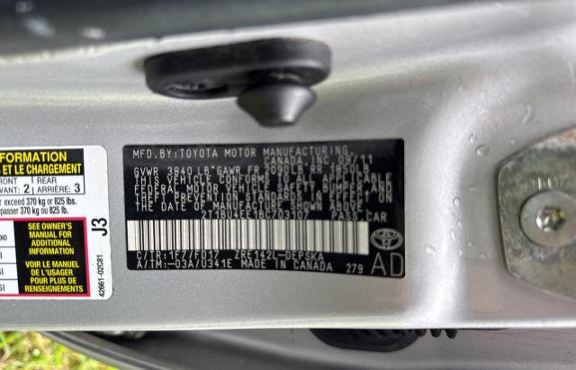 Photo 10 from auction – 2011 TOYT COROLLA BASE with VIN 2T1BU4EE1BC703107