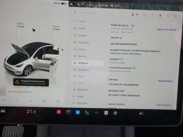 Photo 9 from auction – 2022 TESLA MODEL Y with VIN 7SAYGDEE1NF361453