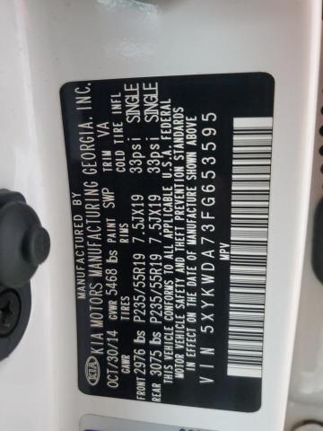 Photo 14 from auction – 2015 KIA SORENTO SX with VIN 5XYKWDA73FG653595