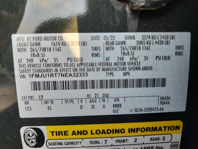 Photo 14 from auction – 2022 FORD EXPEDITION TIMBERLINE with VIN 1FMJU1RT7NEA32333