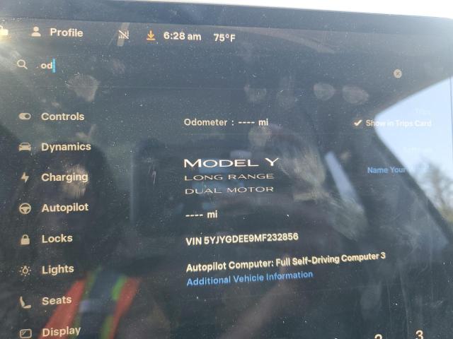 Photo 9 from auction – 2021 TESLA MODEL Y with VIN 5YJYGDEE9MF232856