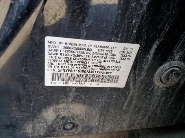 Zdjęcie 14 z aukcji – 2016 HONDA PILOT EXLN z VIN 5FNYF6H71GB078451
