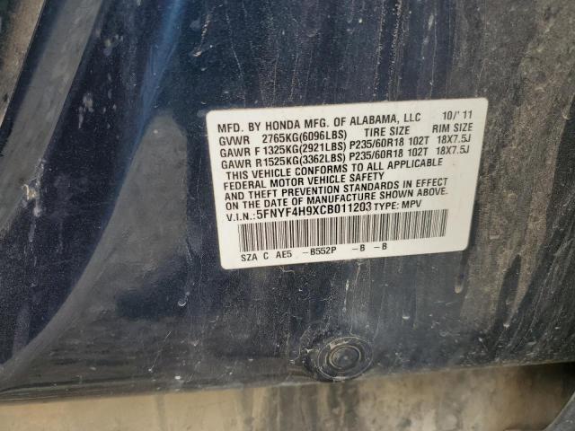 Photo 14 from auction – 2012 HONDA PILOT TOUR with VIN 5FNYF4H9XCB011203