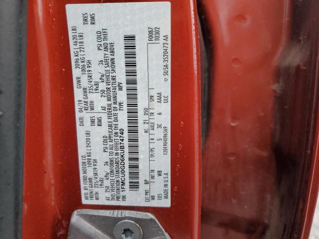 Photo 14 from auction – 2019 FORD ESCAPE SE with VIN 1FMCU0GD6KUB74740