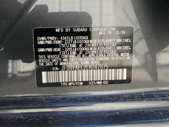 Photo 14 from auction – 2020 SUBARU CROSSTREK with VIN JF2GTAEC2LH242875