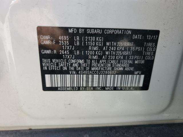Photo 14 from auction – 2018 SUBARU OUTBACK 2. with VIN 4S4BSACC0J3280612