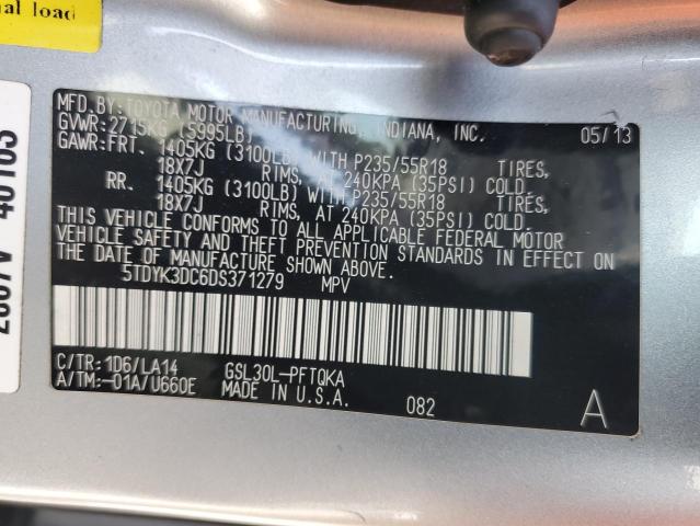 Photo 14 from auction – 2013 TOYOTA SIENNA XLE with VIN 5TDYK3DC6DS371279