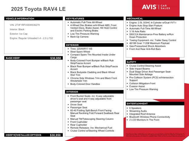 Photo 13 from auction – 2025 TOYOTA RAV4 LE with VIN 2T3F1RFV0SW536279