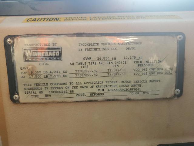 Photo 10 from auction – 2002 WINNEBAGO JOURNEY with VIN 4UZAAHAK02CJ83641