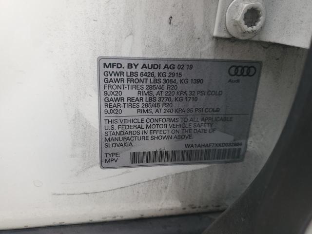 Photo 14 from auction – 2019 AUDI Q7 PREMIUM with VIN WA1AHAF7XKD032984