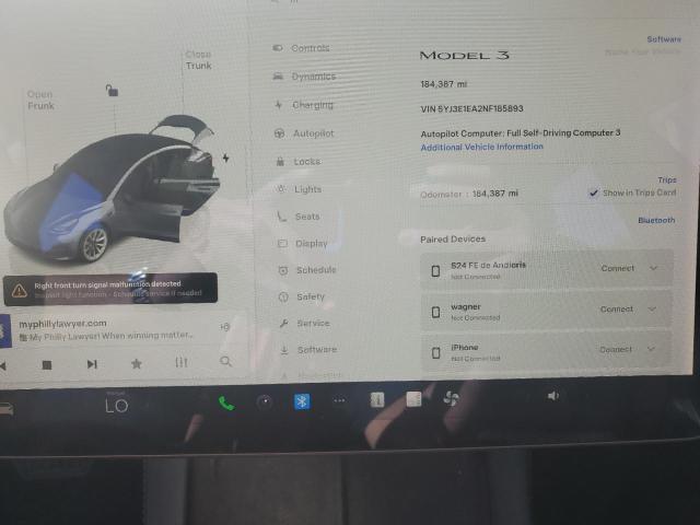 Photo 9 from auction – 2022 TESLA MODEL 3 with VIN 5YJ3E1EA2NF185893