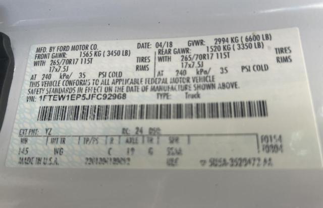 Photo 10 from auction – 2018 FORD F150 SUPER with VIN 1FTEW1EP5JFC92968