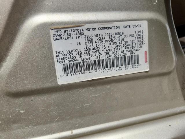 Photo 14 from auction – 2001 TOYOTA HIGHLANDER with VIN JTEHF21A210021126